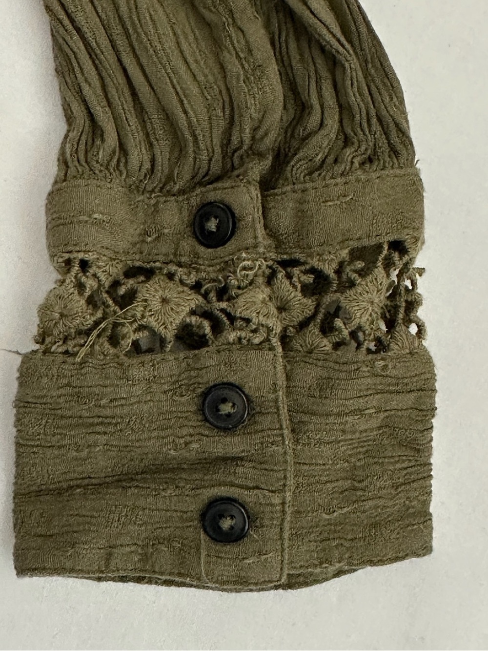 Free People The Best Olive Crochet Lace Button Down Boho Festival Blouse Medium - Picture 5 of 10